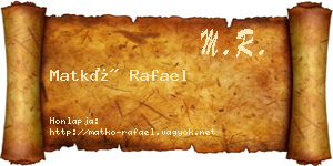 Matkó Rafael névjegykártya